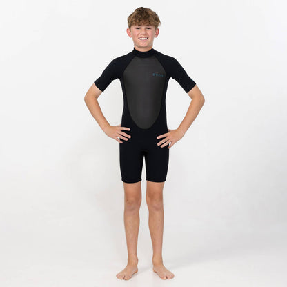 Kid's Factor 2mm Short Sleeve Spring Suit Back Zip - Black