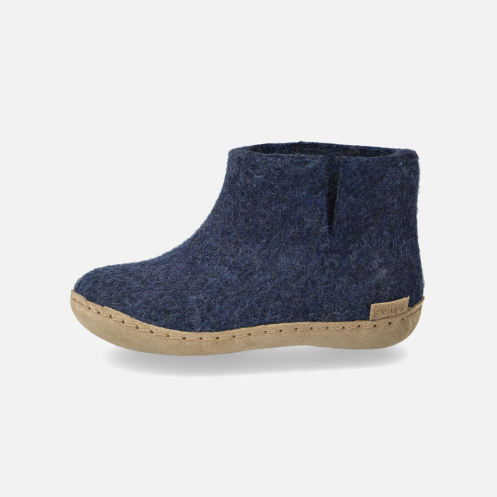 Kids Felted Wool Slipper Boot - Denim
