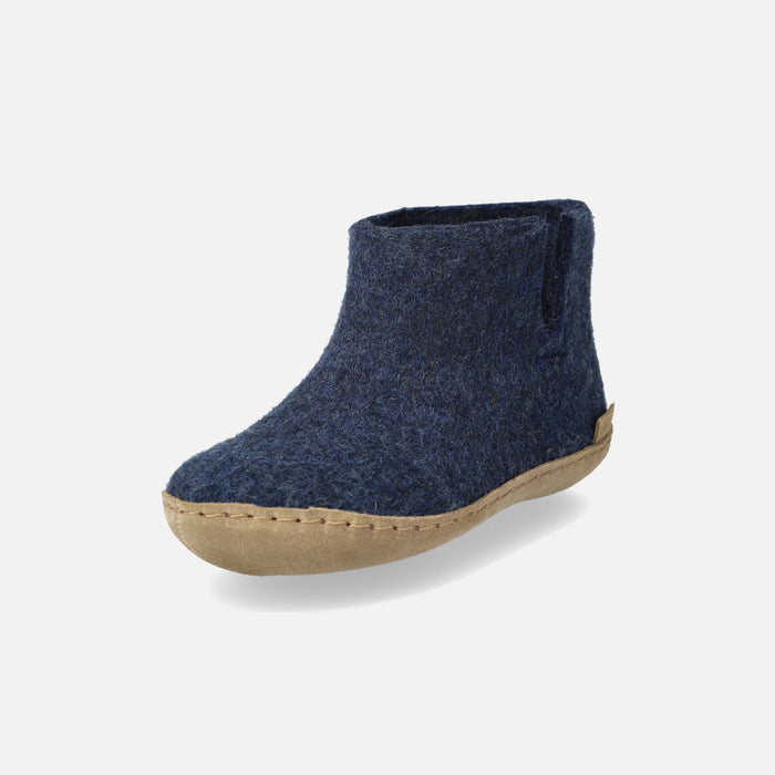 Kids Felted Wool Slipper Boot - Denim