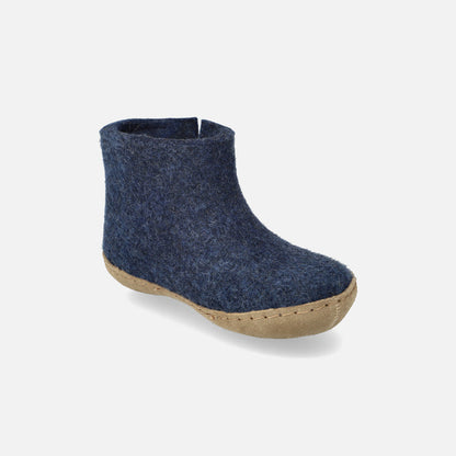 Kids Felted Wool Slipper Boot - Denim