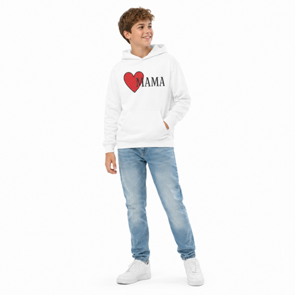 Kids hoodies Love Mama youth hoodie with cozy cotton-poly blend and kangaroo pocket