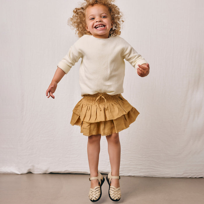 Kids Leather Woven Sandals - Buttermilk