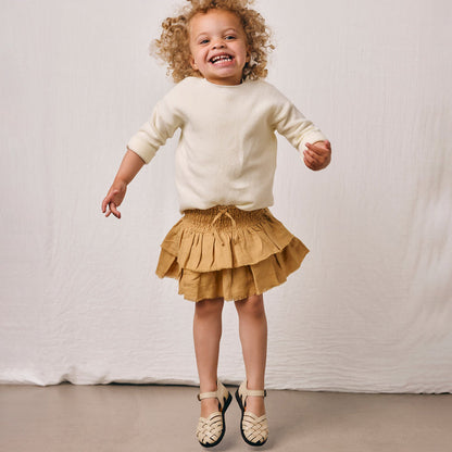 Kids Leather Woven Sandals - Buttermilk