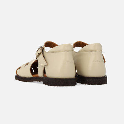 Kids Leather Woven Sandals - Buttermilk