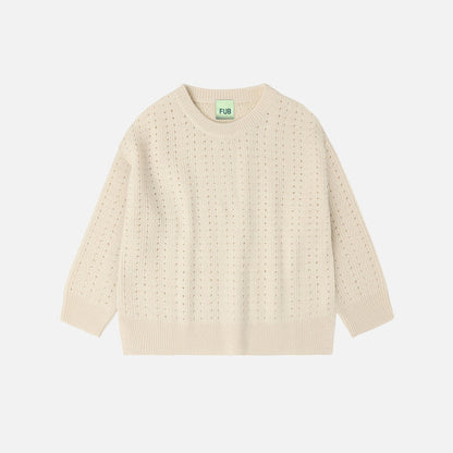 Kids Merino Wool Structure Sweater - Ecru