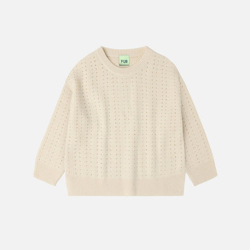 Kids Merino Wool Structure Sweater - Ecru
