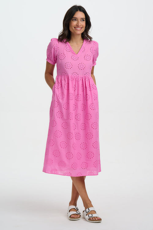 Kim Midi Smock Dress (Pink)