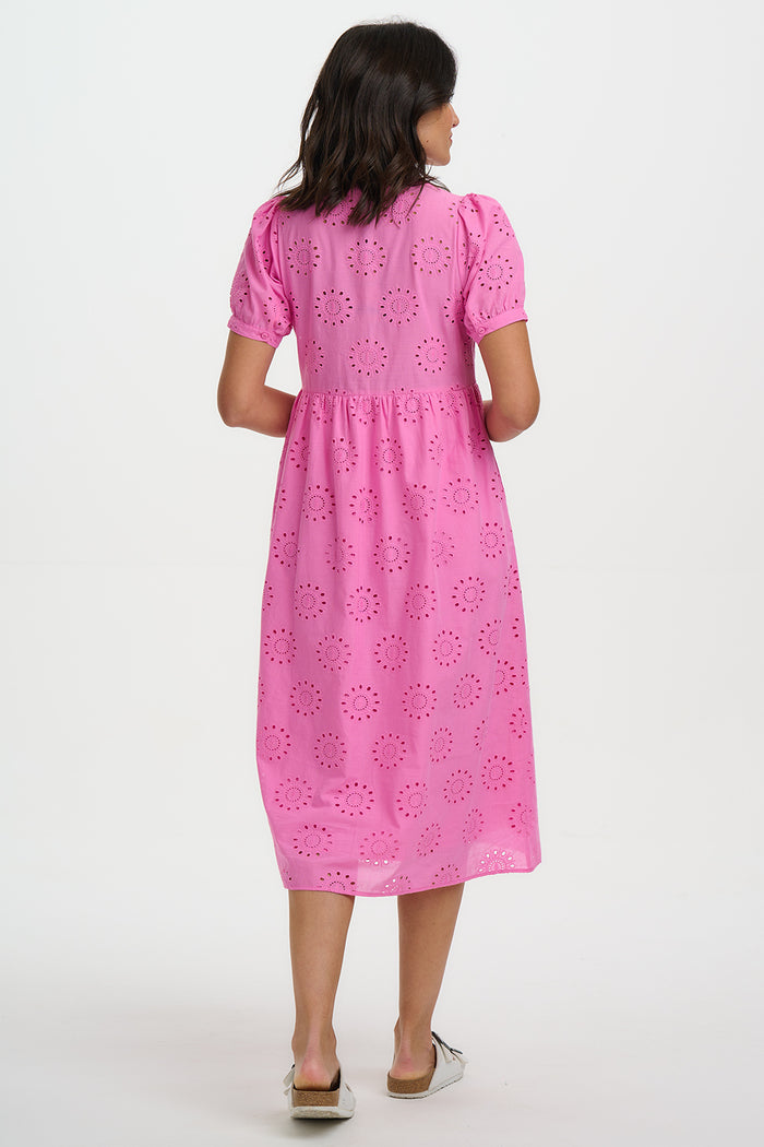 Kim Midi Smock Dress (Pink)