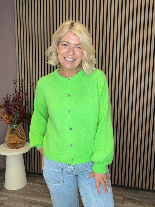 Kimmie Knit Cardigan (Neon Green)
