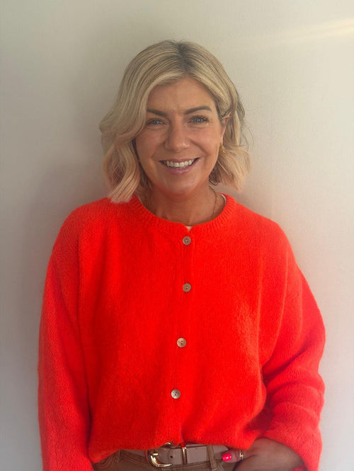 Kimmie Knit Cardigan (Orange Popsicle)