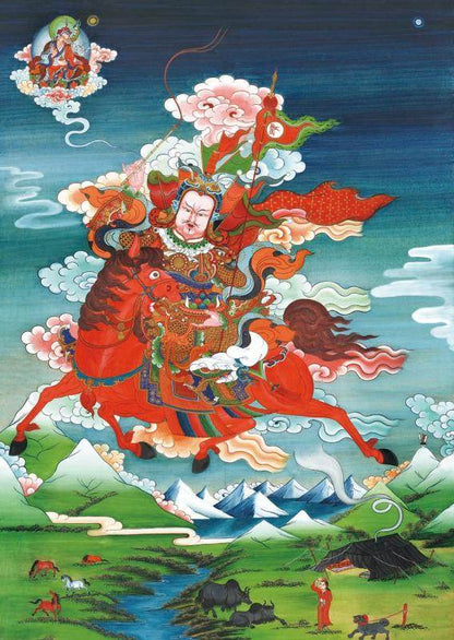 King Gesar - Tibetan thangka painting, front view