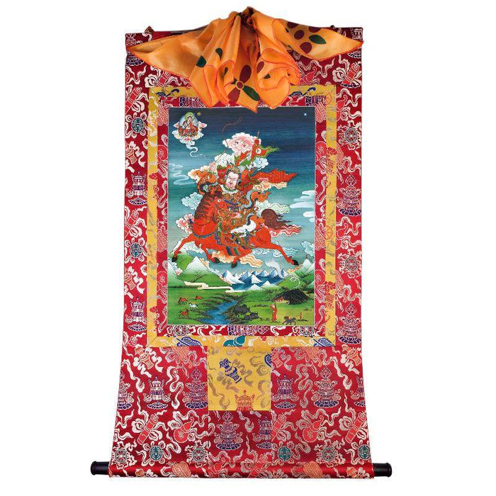 King Gesar - Tibetan thangka painting, detailed view