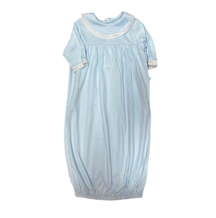 Lace Collar Blue Knit Gown