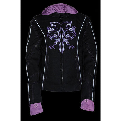 Ladies 3/4 Textile Jacket Reflective Tribal: Outside Features

Made of Durable 1300D Nylon Textile Material
Front Zipper Clos