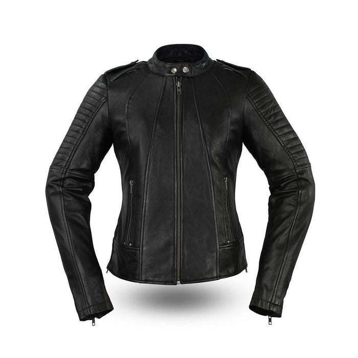Eagle Leather Ladies Biker sheepskin leather jacket front view