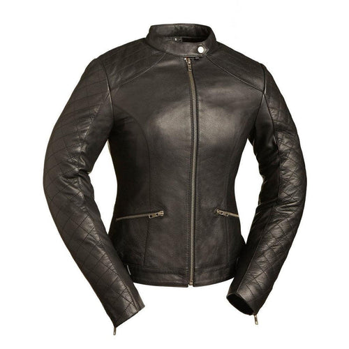 Ladies Black Diamonds Jacket: Description
Black Diamonds
This ladies jacket displays a quilted detail on shoulder, back and a