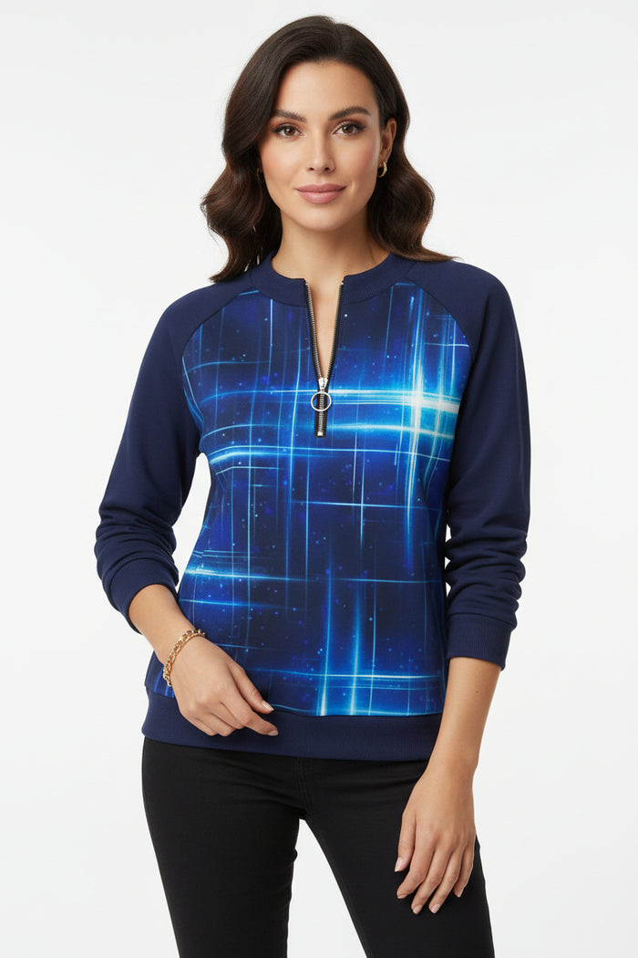 Christmas print women's sweatshirt with long sleeves, loose fit and mid-length styling designed for Christmas outfit styling.