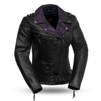 Ladies Iris Jacket Black: Iris - Women's Motorcycle Leather Jacket
The Iris jacket is a classic, motorcycle style jacket with