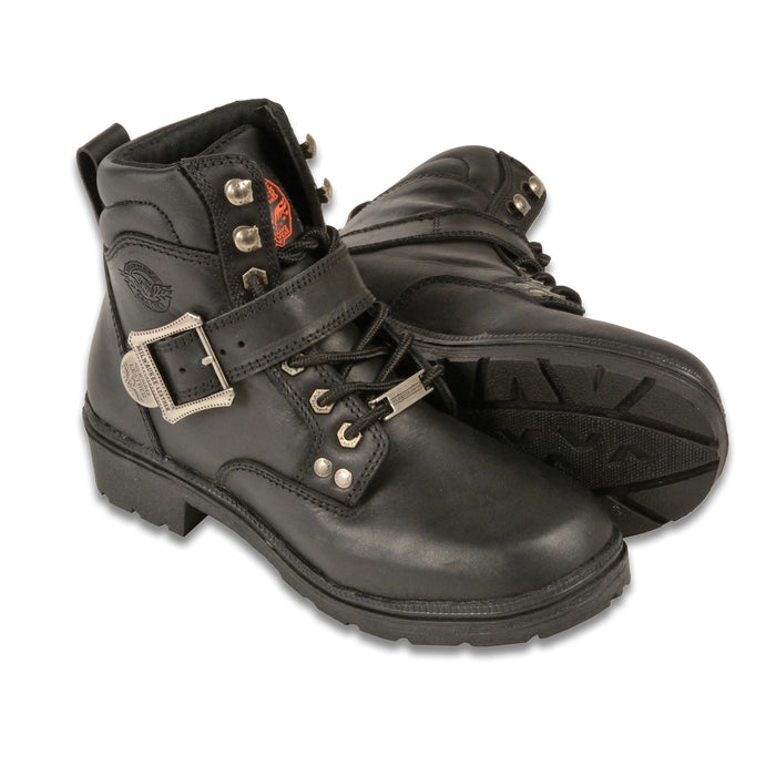 Ladies Lace Up Boot With Buckle: Full Grain Premium 2