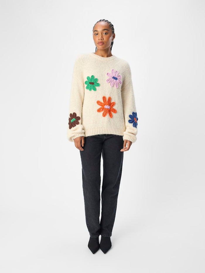 Lania Knit Jumper (Sandshell/Flowers)