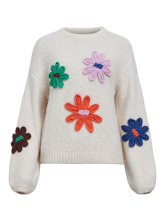 Lania Knit Jumper (Sandshell/Flowers)
