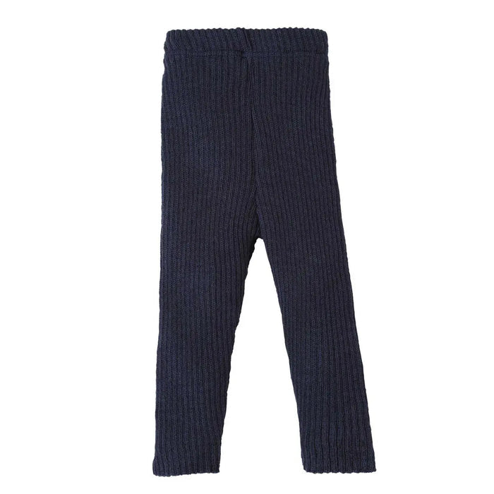 Legging tricoté Disana en laine mérinos bio indogo : doux, chaud et respirant. Entretien à la main uniquement. Disponible de 0 à 4 ans.