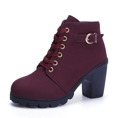 Leopard Print Suede Ankle Boots for Women - Lace-Up Fit
