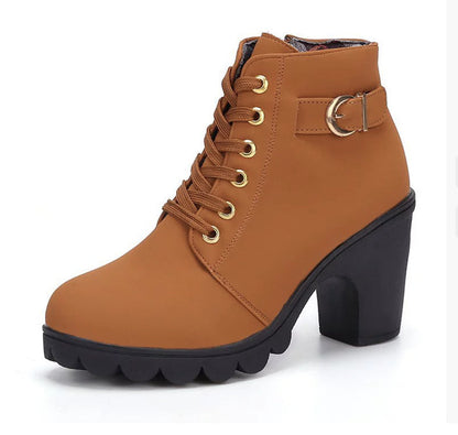 Leopard Print Suede Ankle Boots for Women - Lace-Up Fit