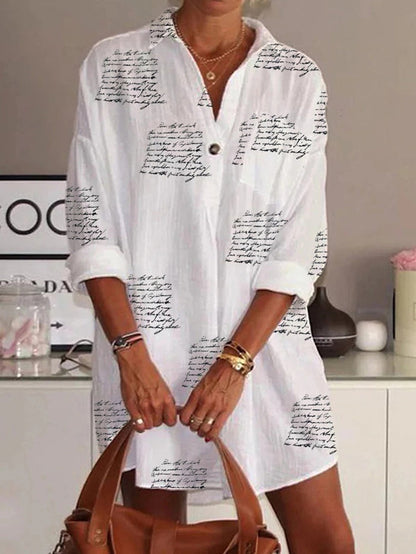 Letter Print Slim Shirt Dress - Flaunt Your Figure Now