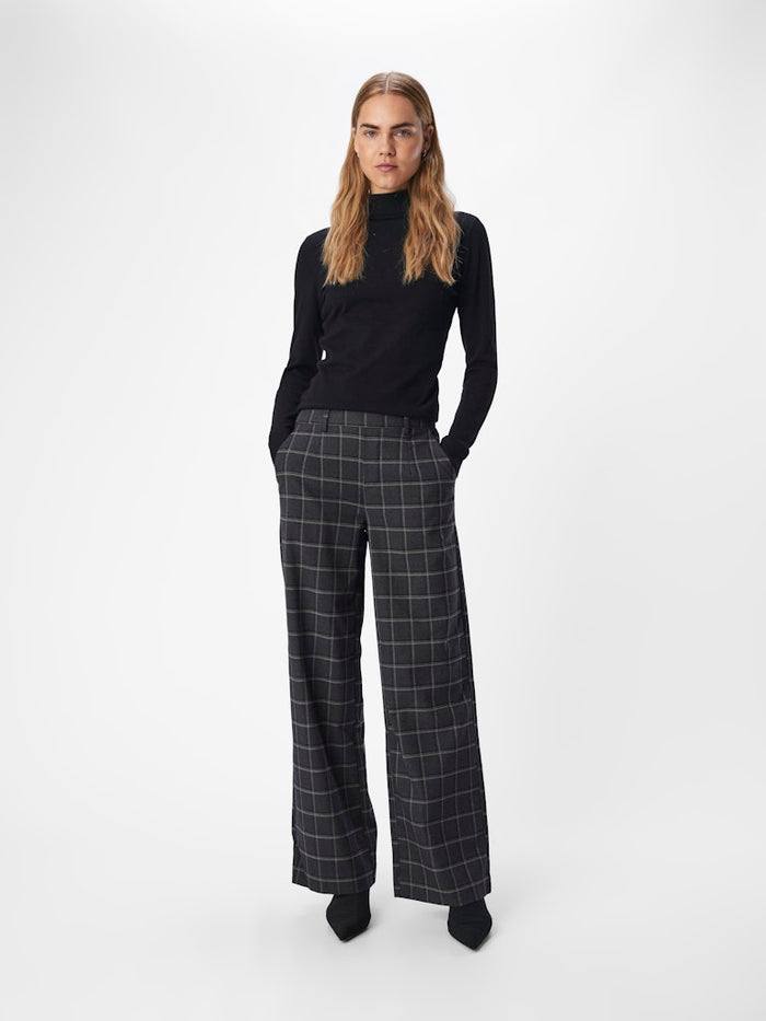 Linda Wide Leg Pants (Dark Grey/Melange)