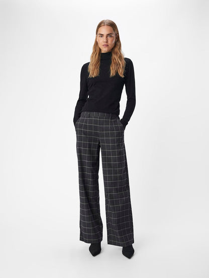 Linda Wide Leg Pants (Dark Grey/Melange)