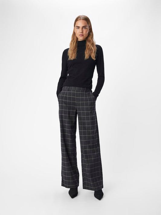 Linda Wide Leg Pants (Dark Grey/Melange)