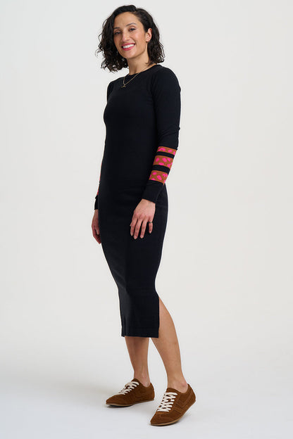 Liselle Midi Knit Dress (Black/Leopard)