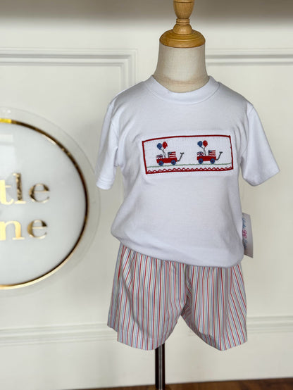 Little Red Wagon Party-Tom Striped Short Set
