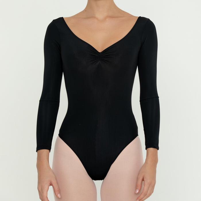 Long Sleeve Pinch Leotard BLACK