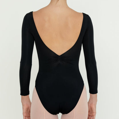 Long Sleeve Pinch Leotard BLACK
