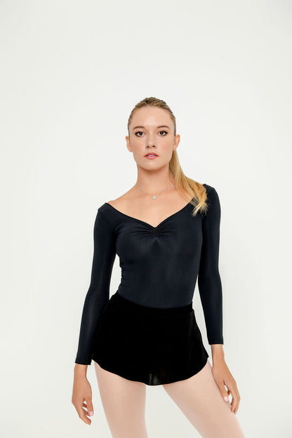 Long Sleeve Pinch Leotard BLACK