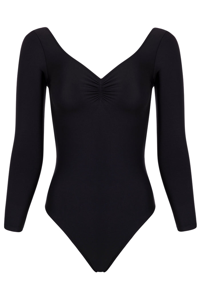 Long Sleeve Pinch Leotard BLACK