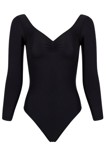 Long Sleeve Pinch Leotard BLACK