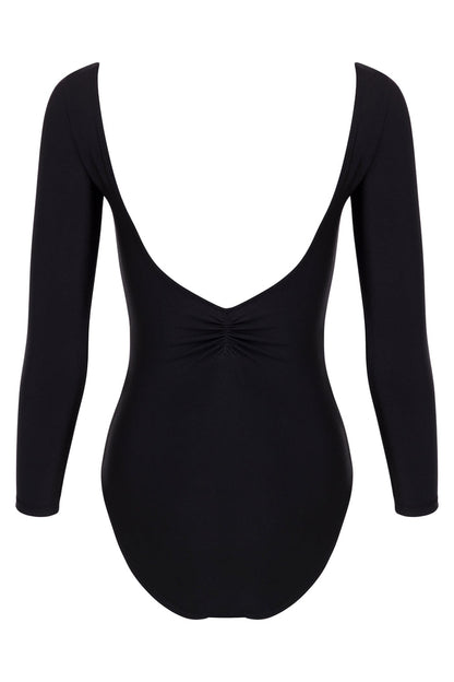 Long Sleeve Pinch Leotard BLACK