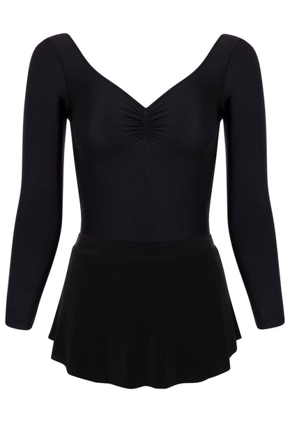 Long Sleeve Pinch Leotard BLACK