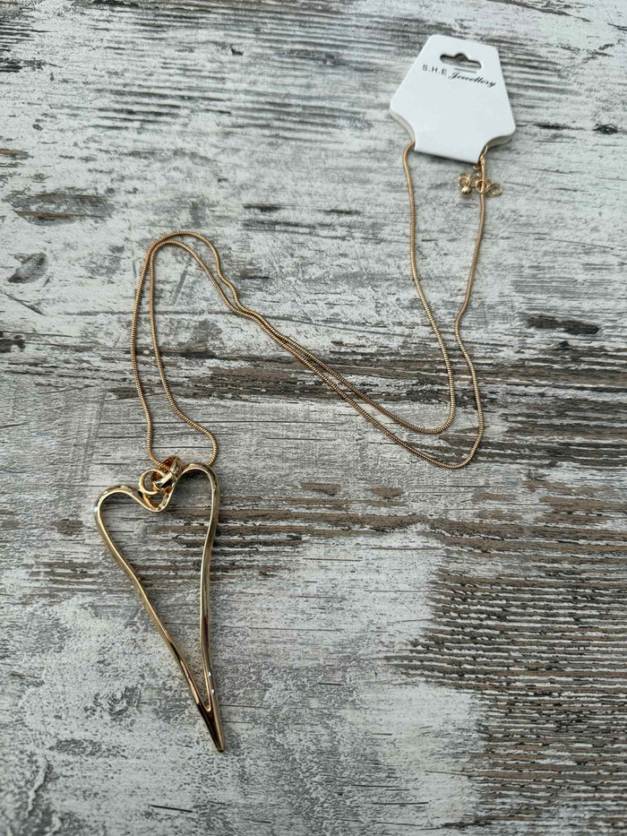 Longing For You Heart Necklace - Gold