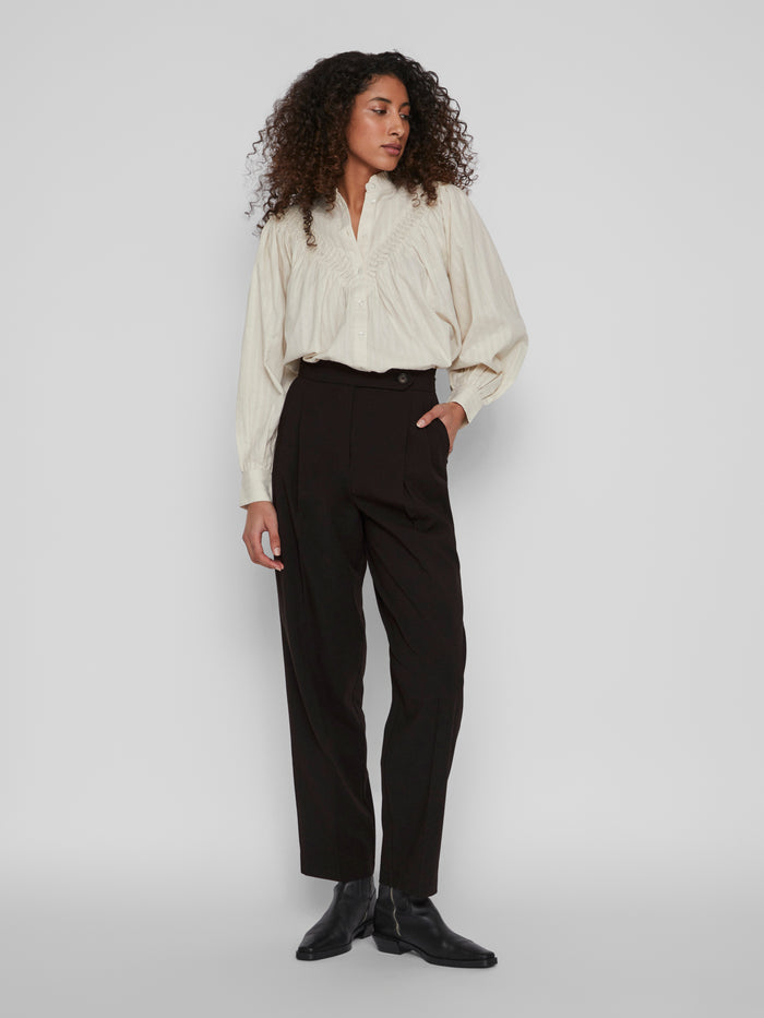 Lory High Waisted Pleated Pants (Black)