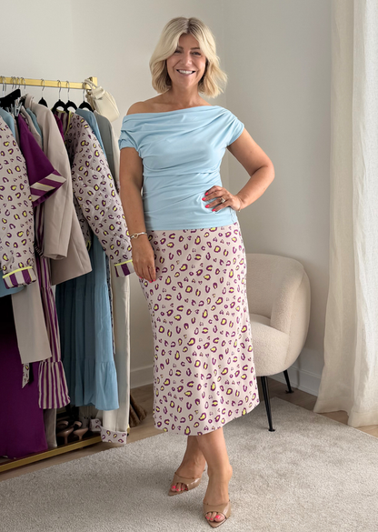 Luma Cowl Neck Top (Sky Blue)