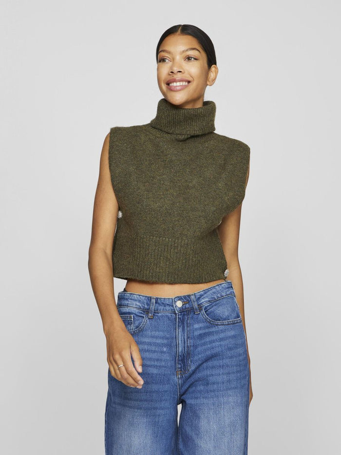 Lyra Knitted Sleeveless Top (Gothic Olive)