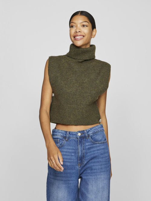 Lyra Knitted Sleeveless Top (Gothic Olive)