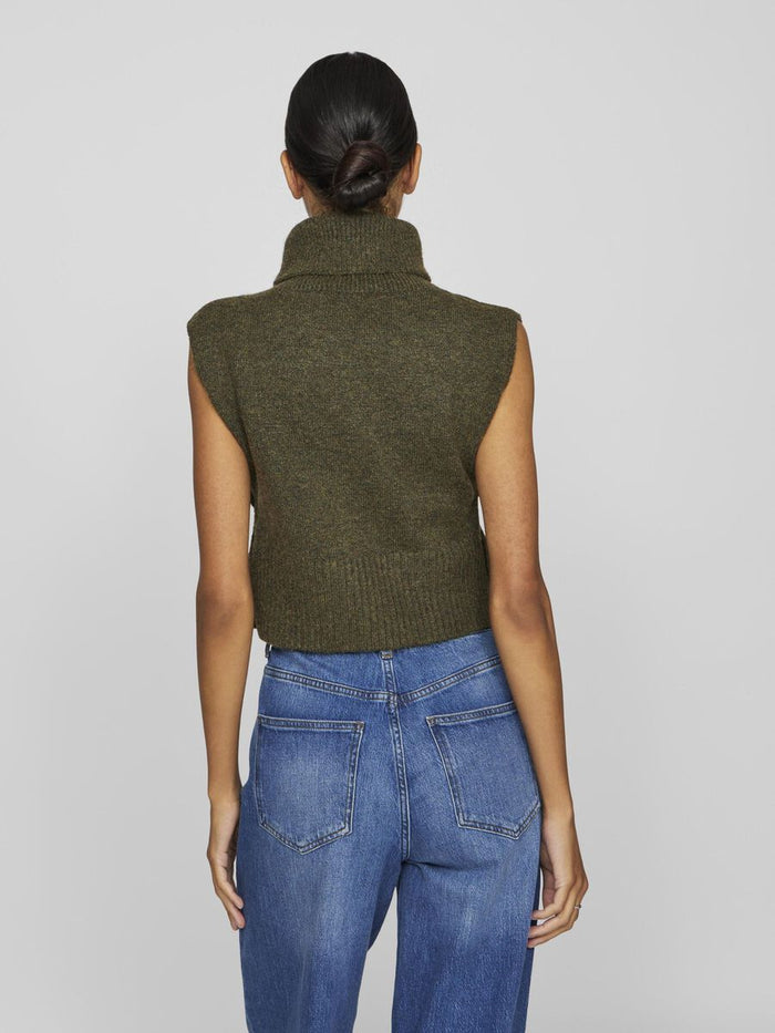 Lyra Knitted Sleeveless Top (Gothic Olive)