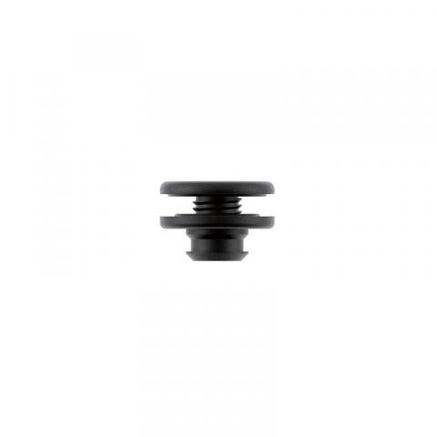 Black magnetic wetsuit buckle by WAIHANA, a small cylindrical fastener with a ribbed disc, shown on a white background.