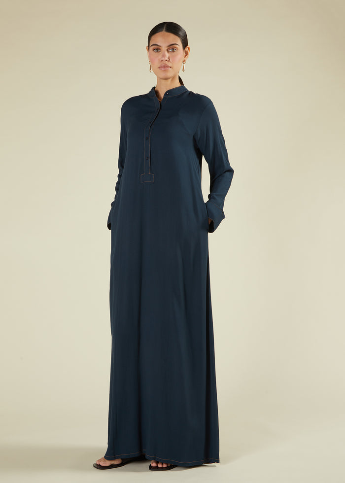 Mandarin Abaya Navy
