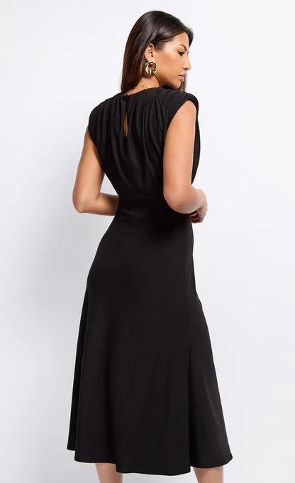 Maria Gathered Detail Dress (Black)